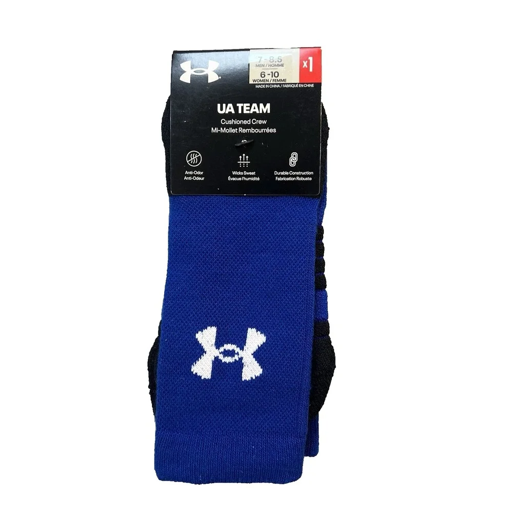 Under Armour UA Team Athletic Crew Socks Royal Blue Men's Size 7-8.5 Women  6-10